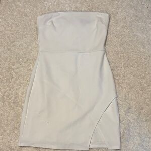 Blue Blush Strapless White Dress